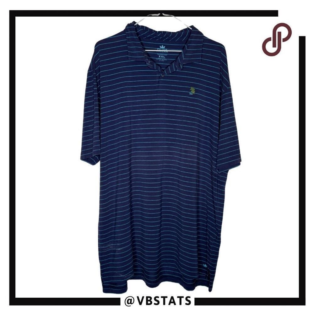 Peter Millar Men's Striped Seaside Wash Short Sleeve Polo Shirt Blue Size 2XL